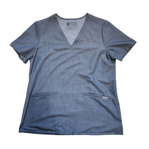 EUC CASMA THREE-POCKET SCRUB TOP HEATHER DENIM(PO#1327) SIZE M - Picture 5 of 11